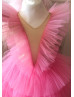 Hot Pink Tulle Tiered Flower Girl Dress